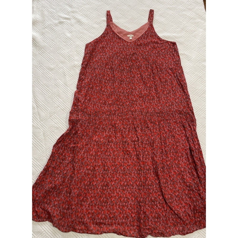 Joie Women's Dress XL Sleeveless Red Pink Sundress Ruffle Straps Maxi Summer